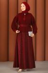 Premium Şık Tesettür Etekli Takım Bordo
