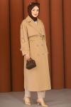 Premium Sahra Tesettür Trençkot Camel