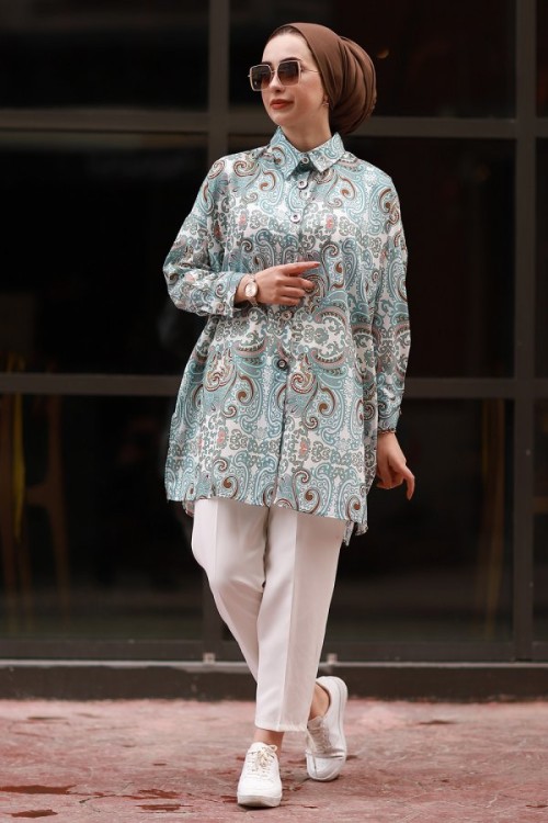 Viscon Baskılı Gömlek Yeşil