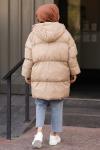 Fermuarlı Puffy Mont Tam Dolum AçıkBej
