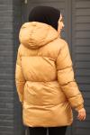 Fermuarlı Puffy Tam Dolum Tesettür Mont Bej