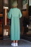 Keten Tesettür Elbise Yeşil