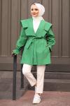 Royal Tesettür Trençkot Yeşil