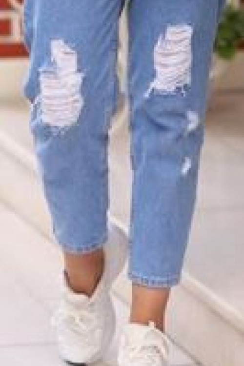 SULTAN HANIM ÜRÜN Yırtık Detaylı Pantalon