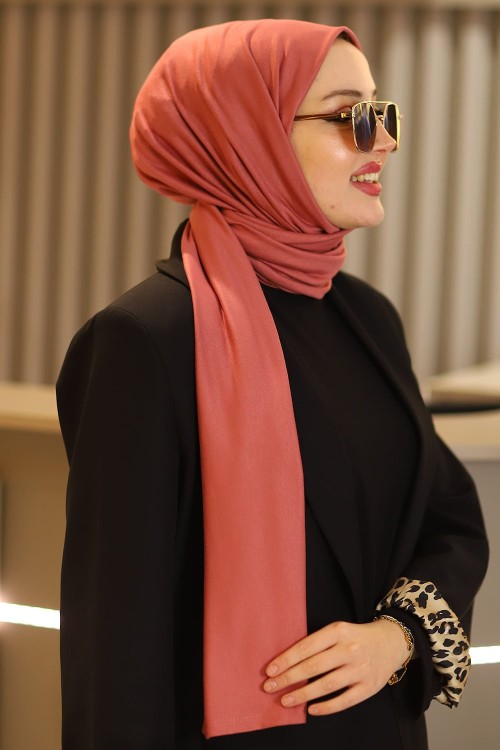Penye Kumaş Sade Tesettür Şal Somon