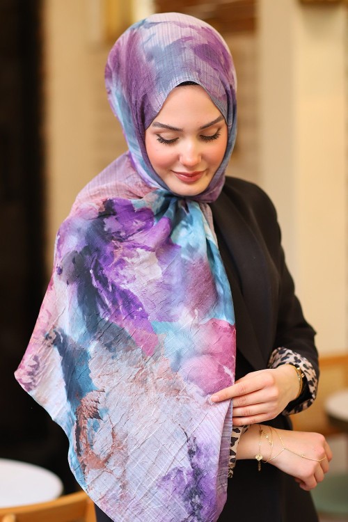 Premium Tuval Desen İpek Şal Desen 14