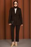 İnci Premium Blazer Tesettür Takım Acı Kahve 