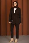 İnci Premium Blazer Tesettür Takım Acı Kahve 