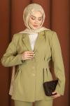 İnci Premium Blazer Tesettür Takım Yeşil