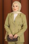İnci Premium Blazer Tesettür Takım Yeşil