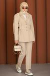 İnci Premium Blazer Tesettür Takım Bej