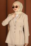 İnci Premium Blazer Tesettür Takım Bej