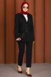 İnci Premium Blazer Tesettür Takım Siyah