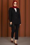 İnci Premium Blazer Tesettür Takım Siyah