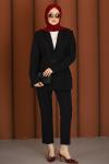 İnci Premium Blazer Tesettür Takım Siyah
