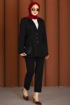 İnci Premium Blazer Tesettür Takım Siyah