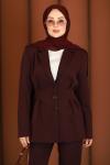 İnci Premium Blazer Tesettür Takım Mürdüm