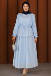Premium Fisto Tesettür Etekli Takım Mavi