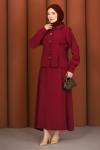 Premium Pensli Tesettür Etekli Takım Bordo