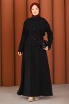 Premium Nakışlı Şık Tesettür Etekli Takım Siyah