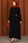 Premium Flora Tesettür Elbise Siyah