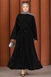 Premium Dökümlü Tesettür Elbise Siyah