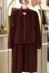 Premium Fermuarlı Ceketli Etekli Tesettür Takım Bordo