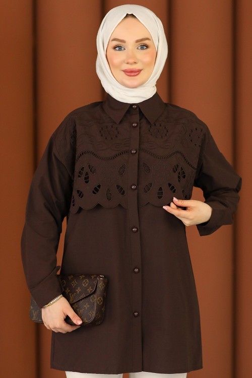Premium Fisto Tasarım Gömlek Acı Kahve