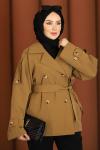 Rüya Premium Astarlı Trençkot Camel