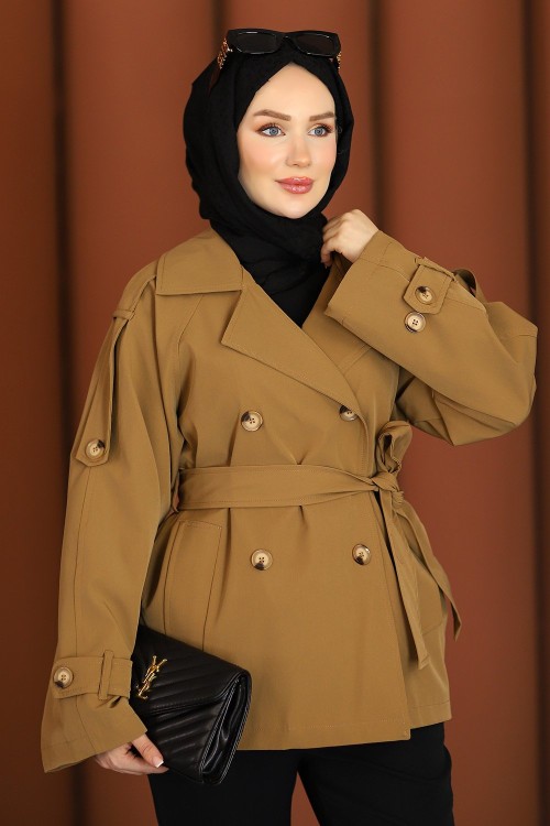 Rüya Premium Astarlı Trençkot Camel