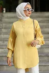 Nervürlü Tesettür Tunik Sarı
